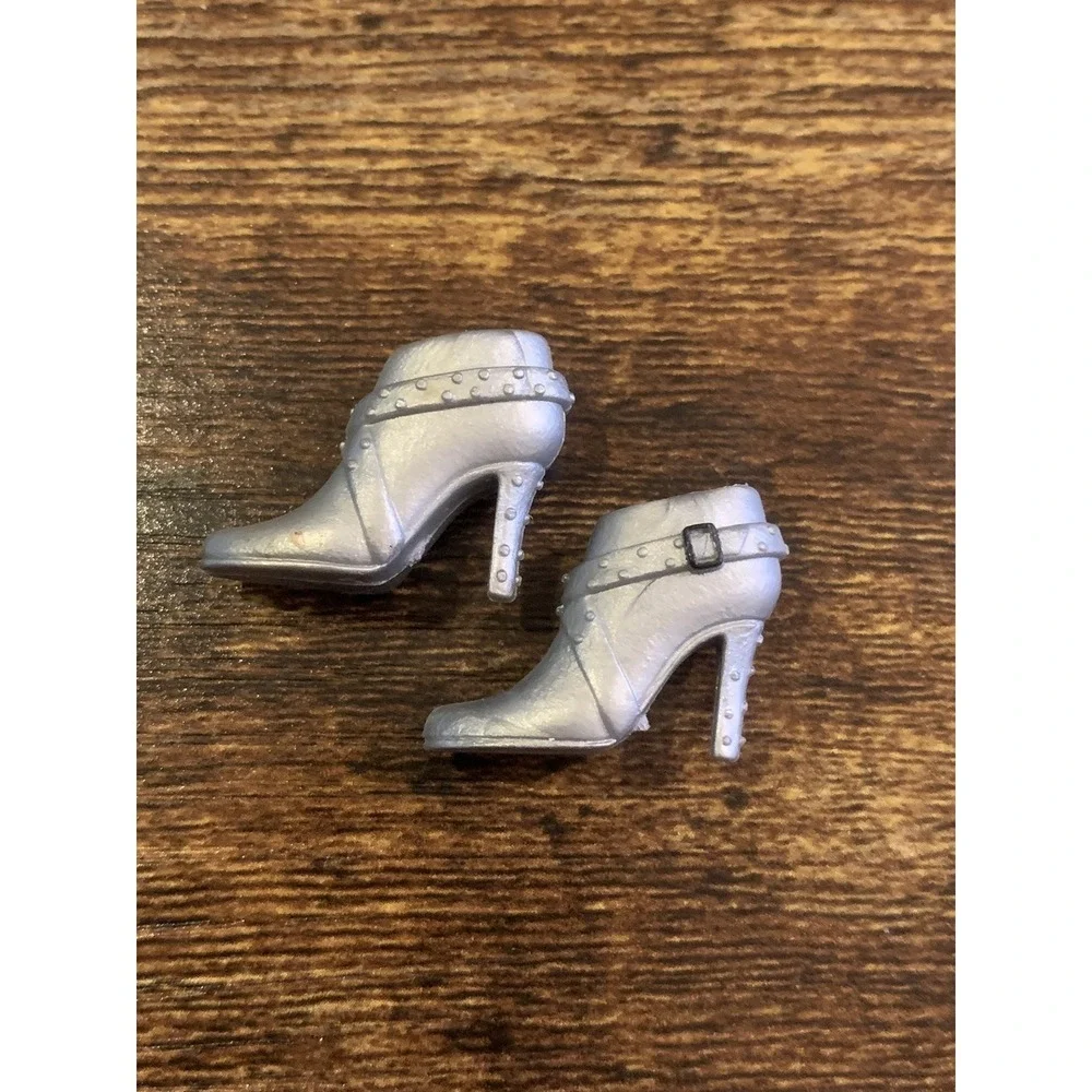 BARBIE HEELS BOOTIES ANKLE BOOTS GRAY STUDDED STILETTO FASHION CUTE DOLL SHOES